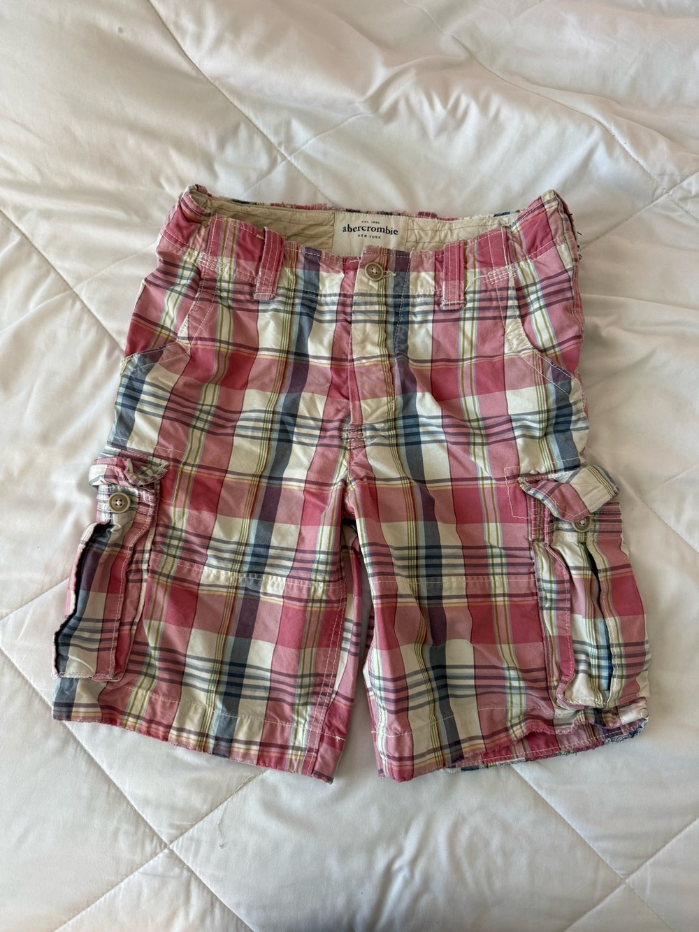 Vintage Abercrombie & Fitch Pink Plaid Cargo Shorts